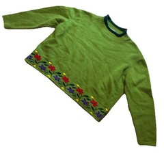 VTG 80’s United Colors of Benetton Sweater Wool Blend Green Italy cropped