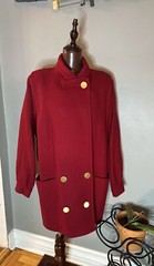 Vintage Fashions By Jill Red Wool Coat Sz: M (see measurements)