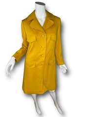 Vintage 70’s Butte Knit Womens Coat Jacket Mustard Yellow Polyester Wool Sz M/L
