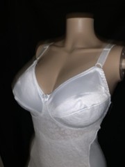 38 D Vintage TIGHT FIRM Satin Lace Bra Girdle Full Slip Spandex One Piece Shaper