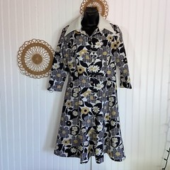vintage floral hippie long collar dress 12 ? Woodstock M12