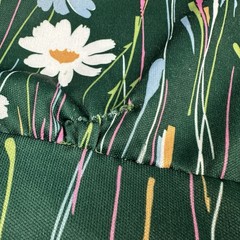 Vtg 70’s Women’s Shift Dress Green Retro Floral Print Polyester 32” W 40” L