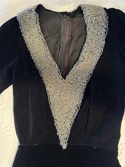 True Vintage 1930s Old Hollywood Glamour Silk Velveteen Beaded Evening Dress