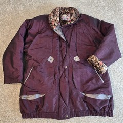 Julia Michaels Rare Vintage Womens Coat Plum Size L Vlevet Floral Poly Blend