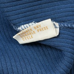 Vintage 70s White Stag Knit Top Womens Medium Navy Blue Ribbed Dagger Collar