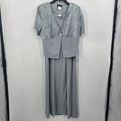 Wild Rose Vintage 2 Piece Dress Set Shimmer Floral Maxi Jacket Size 8