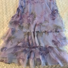 Vintage Cattiva NY fairy witch sheer chiffon lavender floral tiered maxi dress L
