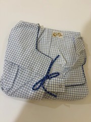 VTG 60s KATZ BLUE CHECK SNAP FRONT ROBE HOUSE COAT DUSTER -NWT-MED