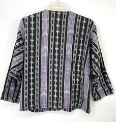 Vintage 80s Ikat Aztec EL HUARACHE Hand Woven Cotten Hippie Boxy Shirt Top med