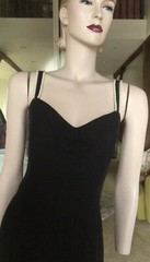 Vtg 80s Studibaker Hawk Black Column Gown Pearl Shoulder Straps 12/14