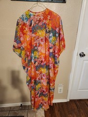 Vintage 60s Mod Bright Floral Print Kaftan Mumu Hippie Dress By Leo Naroucci HTF