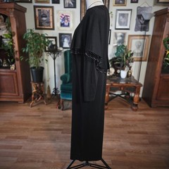 Lennie Black Maxi Dress Nina Leonard Vintage 90s Beaded Asymmetrical Long Sleeve