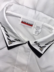 VTG Judy Bond Women Size 14 Button Up Long Sleeve Embroidered Collar Top White