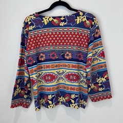 Adrienne Vittadini 2 Pc Skirt Shirt Small Colorful Vtg Boho Hippie Artsy Festiva