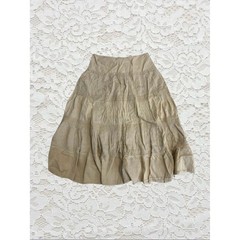 vintage cream embroidered eyelet midi skirt