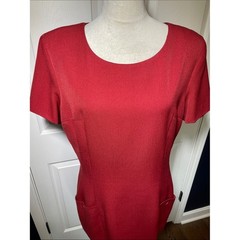 Vintage Ann Taylor Red Structured Short Sleeve Midi Secretary Dress Size 14