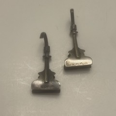 Pair Of Antique Victorian Skirt Lifter Dress Clamps Silverplated & Embossed 1879