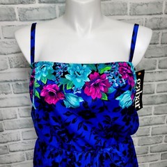 Vintage 80s 90s Gabar Womens 16 Bright Colorful Floral Swim Top Tankini NEW NOS