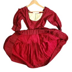 Vtg 50s Candy Jones XXS Folk Prairie Peasant Dirndl Midi Day Dress Ditsy Costume