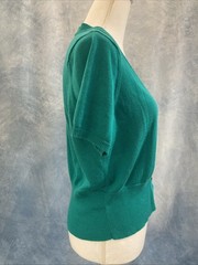 Vintage 1990s Women’s Bright Teal Knit Cardigan Worthington XL Short Sleeves
