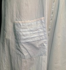 VTG Lewis Frimel Blue Cotton Nightgown M Lace Buttons Pintuck Maxi Cottage Core