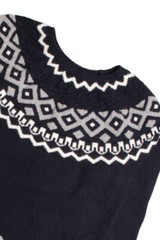 Vintage Loft Black Sweater Small Geometric Scandinavian Pattern