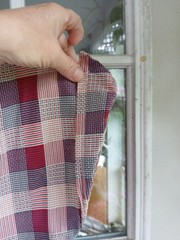 1940s Cotton Red, White And Blue Plaid Dress