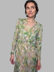 Authentic 1920s Printed Silk Dress | Antique Floral Silk Day Dress | Art Deco…