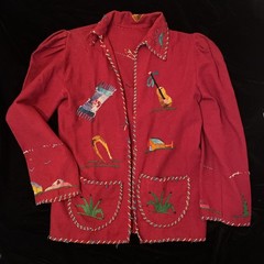 Vtg 1950s Mexico Souvenir Wool Embroidered Jacket S