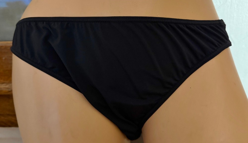 Vintage Essential Bodywear Black Sheer Nylon Sissy Bikini Panties Briefs L