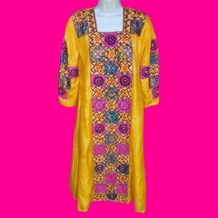 VINTAGE 90’s Banjara Kurta Kaftan Embellished Indian Boho DRESS L