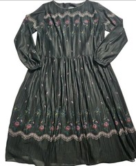 Vtg 1970s Malouf Of Dallas Dark Academia Black Floral Prairie Midi Dress Sz 10