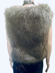 Vintage Y2K Vest Wish Faux Fur Shaggy Crimp Textured Punk Goth Boho Edgy Brown S