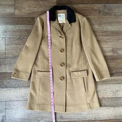 60s VTG Dalton Woolf Brothers Wmns 14 Camel Wool Coat Fur Collar USA Made #11117