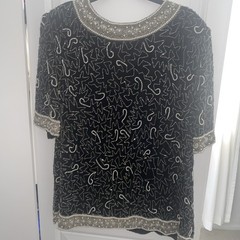 Laurence Kazar MJacket Silk Beaded Short Sleeve Women’s Plus 2X NWT Dead stock