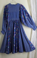 Vintage 70s Fantasy Clothes NY Modernist Hippie Boho XS S Blue Funky Full Dress