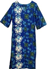 Vtg 60s Richard Douglas Hawaiian Maxi Dress Frog Closure Tiki MCM Mod Hostess