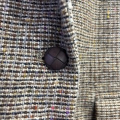 VTG Alex Colman Brown Blue Plaid Houndstooth Poly Wool Blazer Preppy 70s S/M