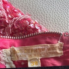 Sequin Tassel Zephyr Wool Vintage Med Hot Pink Mermaid Scale Beaded Tank Top