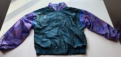 Vintage Wilson 90s Windbreaker Jacket L Teal Purple Geometric Retro Streetwear