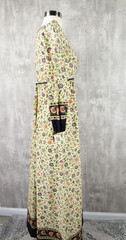 Vintage 70s Racell Denmark Cotton Prairie Folk Maxi Hippie Boho Dress Small S