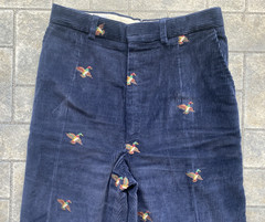 Vintage 1980s David Brooks Corduroy Duck Embroidered AOP Pants Size 8 Womens VTG