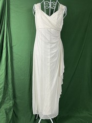 Vintage R&M Richards White Dress Size 6 Petite Glitter Flowy Sheer Lined