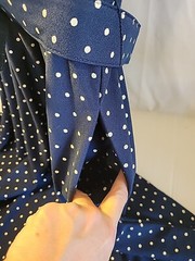Navy Blue Polka A-Line Secretary Dress Tabby of California 14 Petite Vintage 80s