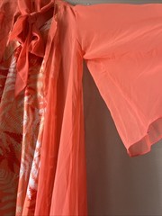 RARE gorgeous Vintage Maxi Dress With Sheer Matching Pussy Bow Lounge Robe