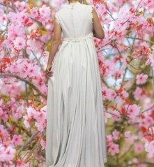 Vintage 70s Boho Wedding Dress White Column Maxi Dress