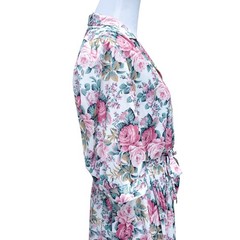 Vintage Shirt Dress Floral Cottage Grandma Romantic Pink Green Belted Fits XS/S