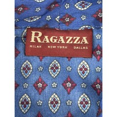 Ragazza Vtg 80s Blue Geometric Diamond Bow Tie Neck Button Up Secretary Blouse