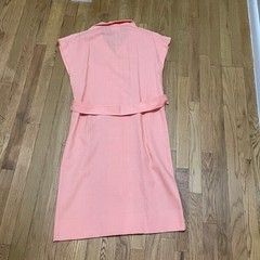 VTG Bayard Sport Women’s 12 Salmon Pink Pintuck Button Front Belted Shirt Dress