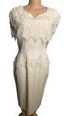 Vtg 80s Cachet by Bari Protas Formal Fitted Column Dress Women 13/14 Dallas Glam